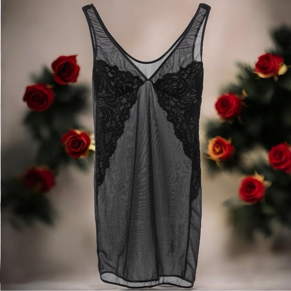Natori Black Lace Goth Fairy Sheer Chemise Special‎ Occasion Size S